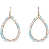 👉 Oorbel blauw goud vrouwen nederlands Go Dutch Label Hang Oorbellen Druppelvorm met Kraaltjes