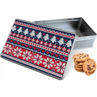 👉 Koektrommel multi-color rechthoek Gebreide Kersttrui - Bewaarblik 20x13x5 cm 8720684123988