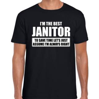 👉 Shirt active mannen zwart I'm the best janitor / ik ben de beste congierge cadeau t-shirt voor heren