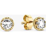 👉 Oorknop unieke metaalmix vrouwen clear transparante PANDORA Sprankelende Kroon Oorknopjes, Oorbellen, Cubic Zirconia, clear, 268311C01