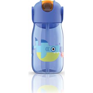 👉 Drinkbeker blauw kunststof One Size Color-Blauw Zoku met rietje junior 415 ml 815706021668