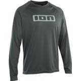 👉 Fiets shirt uniseks 56 grijs zwart ION - Tee Logo L/S Fietsshirt maat 56, zwart/grijs 9010583024592