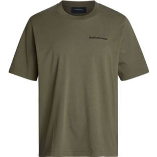 👉 Donkergroen katoen l male groen Peak Performance M r&d print tee pine needle green