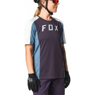👉 Fietsshirt l vrouwen zwart turkoois FOX Racing - Women's Defend S/S Jersey maat L, zwart/turkoois 191972502743