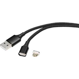 👉 Zwart Renkforce USB-kabel USB 2.0 USB-A stekker, USB-micro-B stekker 1.00 m Magnetische 4064161176222