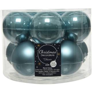 👉 Kerstbal glans active blauw 10x stuks glazen kerstballen ijsblauw (blue dawn) 6 cm mat/glans