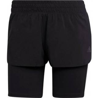 👉 XL vrouwen zwart Adidas - Women's Reebok Identity 3-Bars Two-In-One Hardloopshort maat XL, 4065424026551