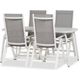 👉 Terrasstoel aluminium rechthoekig wit Lanterfant Monika tuinstoel + Oscar tuintafel 166 cm 7424950763724
