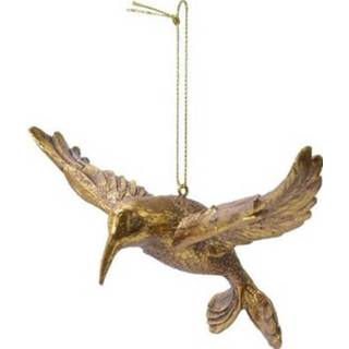 👉 Kerstversiering goud gouden kunststof active 1x Kerstboomhangers kolibrie vogels 13 cm