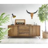 👉 Dressoir hout DELIFE Odon 175x45cm natuur Exotisch 2 deuren en 3 laden 4251487150092