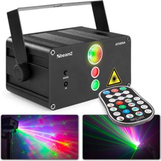 👉 Discolaser multicolor groen lasers BeamZ Athena accu disco laser met 2 gobo en LED 8715693327748