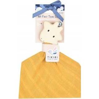 Knuffeldoek geel rubber stuks knuffeldoekjes DAM Tikiri Safari: KNUFFELDOEKJE - GIRAF met hoofdje in natuurlijk (bijtring) 25x23cm, op kaart, 0+ 4792247006575