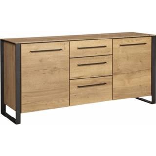 👉 Dressoir bruin eiken structuur MDF zwart lamulux Valkenburg 8717297214622