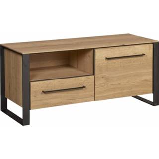 👉 Bruin eiken structuur MDF zwart lamulux TV meubel Valkenburg 8717297214691