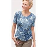 👉 Shirt gebloemd onderhoudsarm materiaal vrouwen ecru blauw viscose Barbara Lebek Blauw/Ecru 4065613072451