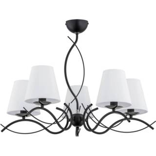 👉 Kroonluchter zwart wit Monza, 5-lamps,