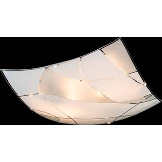 Plafondlamp gesatineerd wit Paranja, hoekig, 30x30cm, patroon