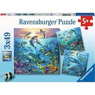 👉 Kinderpuzzel stuks kinderen Ravensburger 3x49 stukjes Dieren in de oceaan 4005556051496