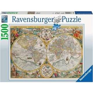 👉 Puzzel stuks Ravensburger Wereldkaart 1594 - 1500 stukjes 4005556163816