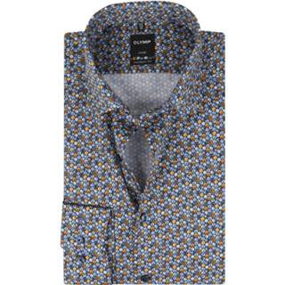 👉 Over hemd katoen donkerblauw print male OLYMP Luxor Overhemd Mozaïek 4063402787982 2900056616027