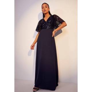 👉 Petite Gelegenheids Bruidsmeisjes Maxi Jurk Met Pailletten, Navy