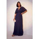 👉 Plus Bruidsmeisjes Wikkel Jurk Met Engelenmouwen, Navy