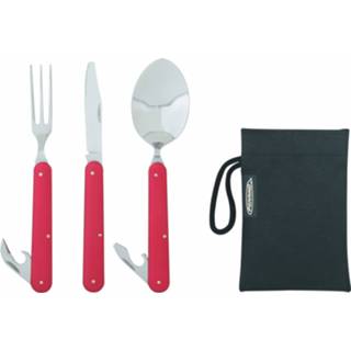 👉 Bestekset rood zilver aluminium One Size Color-Zilver Ferrino Cutlery Clip 15 cm zilver/rood 3-delig 8014044961021