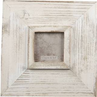 👉 Fotolijst wit hout Clayre & Eef 25*2*25 Cm / 9*9 Vierkant Fotokader Wissellijst Foto Frame 8717459799318