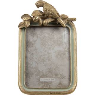 👉 Fotolijst goudkleurig kunststof Clayre & Eef 16*5*25 Cm / 13*18 Vogel Fotokader Wissellijst Foto Frame 8717459804937