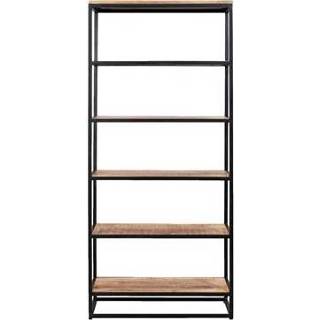 👉 Boekenkast mangohout bruin mannen Logan - 180x80x40 cm Leen Bakker 8714901801865