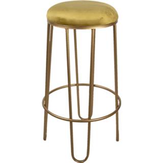 👉 Barkruk goudkleurig metaal Clayre & Eef Ø 41*74 Cm Rond Kruk Barstoel 8717459786660