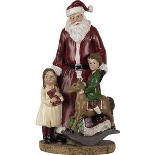 👉 Rood groen wit kunststof multikleur Clayre & Eef Kerstdecoratie Beeld Kerstman 12*10*20 Cm Rood, Groen, Decoratief Figuur Decoratieve 8717459795648