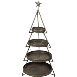 👉 Kerstboom IJzer koperkleurig Clayre & Eef Etagère Ø 47*102 Cm Rond Serveerschaal 8717459789500