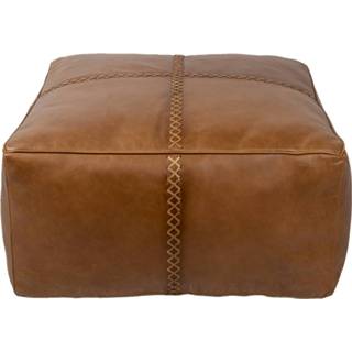 👉 Poef bruin leder Clayre & Eef 70*70*38 Cm Vierkant Hocker Voetenbankje 8717459800557