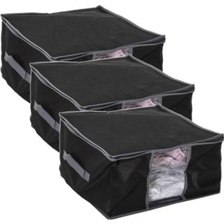 👉 Dekbed zwart polyester 3x Stuks dekbed/kussen opberghoes met vacuumzak 40 x 25 cm
