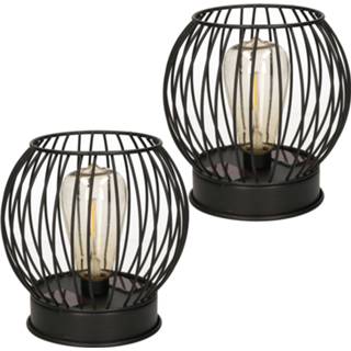 👉 Lantaarn zwarte zwart kunststof 2x stuks buiten/tuin 17 cm solar tuinverlichting