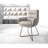 👉 DELIFE Eetkamerstoel Abelia-Flex met armleuning stripes mint X-frame zwart