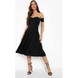 👉 Midi Skater Jurk Met Harvormige Hals En Open Schouders