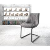 👉 Eetkamerstoel grijs zwart stof DELIFE Elda-Flex structurele lichtgrijs sledemodel rond 4251919781108