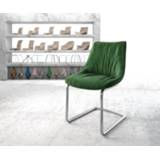 👉 Eetkamerstoel groen fluweel DELIFE Elda-Flex sledemodel rond verchroomd 4251919782006