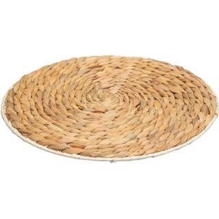 Placemat lichtbruin jute active naturel Ronde zeegras 35 cm