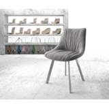 👉 Eetkamerstoel grijs stof staal DELIFE Elda-Flex structurele lichtgrijs 4-Fuß oval roestvrij 4251919792098