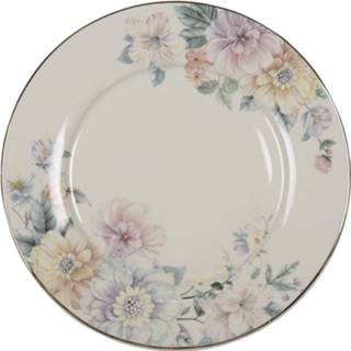 👉 Servies wit porselein Clayre & Eef Dinerbord Ø 26*2 Cm Bloemen Eetbord 8717459812260