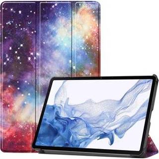 👉 Tri-Fold Series Samsung Galaxy Tab S8 Smart Folio Hoesje - Sterrenstelsel 5712580094205