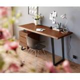 👉 Bureau bruin DELIFE Live-Edge 150x60 cm acacia 3 lades massief 4251919745353