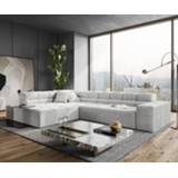 👉 Hoekbank zilvergrijs velours DELIFE Phia 320 x 215 ottoman links gemotoriseerde zitdiepteverstelling 4251943812724