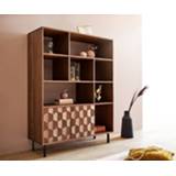 👉 Boekenkast DELIFE Fevo 115x150 cm acacia natuur 2 deuren L-poot 4251943852188