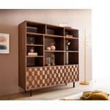 👉 Boekenkast bruin DELIFE Fevo 115x150 cm Acacia 2 deuren L-poot 4251943852201