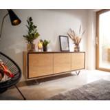 👉 Dressoir steen DELIFE Stonegrace 175 cm acacia natuur 3 deuren vakken fineer V-poot 4251943847566