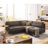 Hoekbank zwart DELIFE Elio 200x185 cm structuurstof ottoman rechts 4251943857756